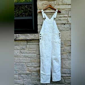 EUC-White Bib Overalls - The Wanderer Overalls w/Textured Floral Design-size 29